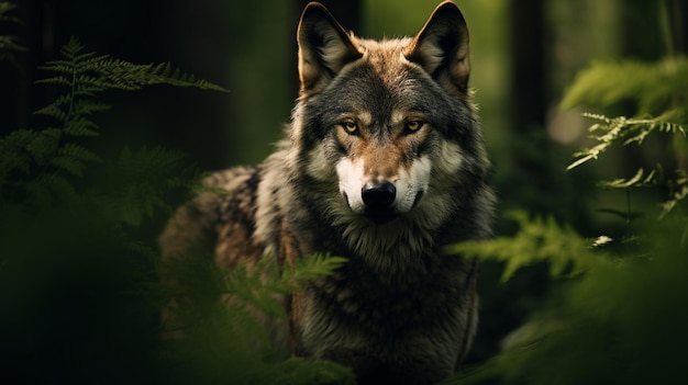 Photo gratuite un loup dans les buissons de la forêt