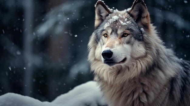 Photo gratuite un loup dans la neige de la forêt