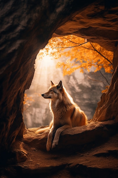 Photo gratuite loup en milieu naturel