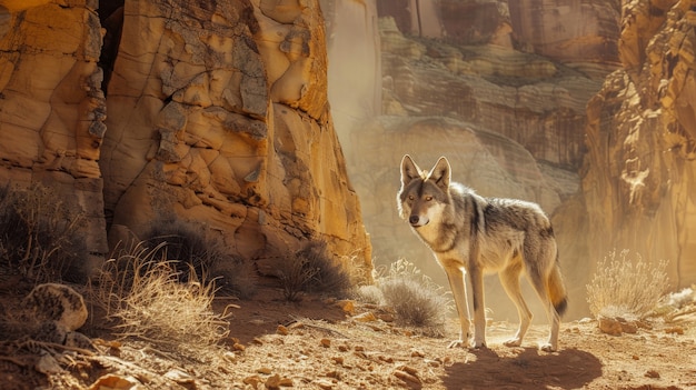 Photo gratuite le loup sauvage dans la nature