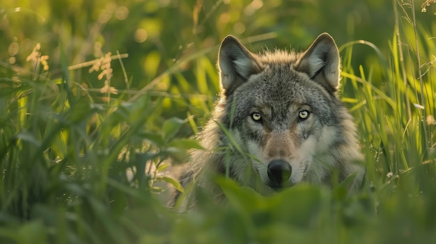 Photo gratuite le loup sauvage dans la nature