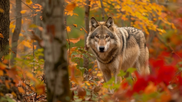 Photo gratuite le loup sauvage dans la nature