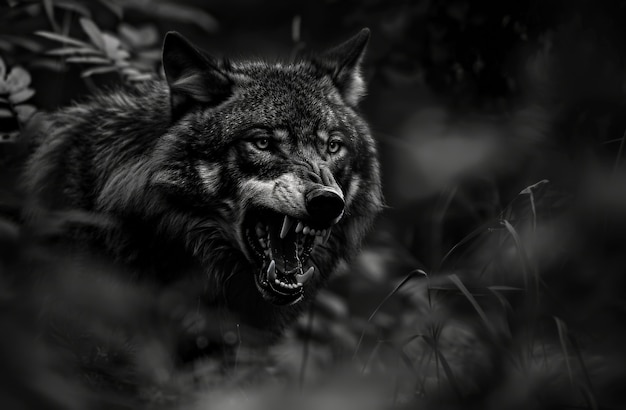 Photo gratuite le loup sauvage dans la nature
