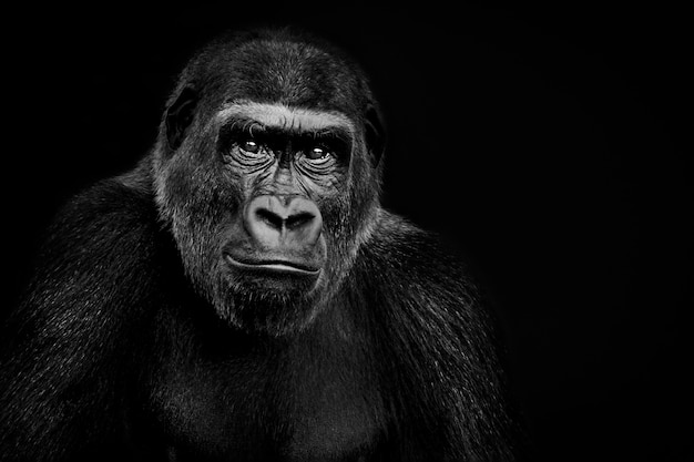 Lowland Gorilla sur fond noir, remixé d'après une photographie de Jessie Cohen
