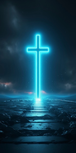 Photo gratuite la lumière brillante de la croix de jésus