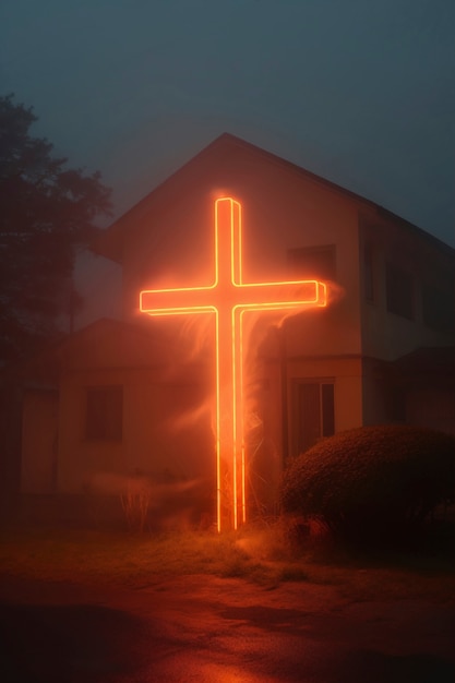 Photo gratuite la lumière brillante de la croix de jésus