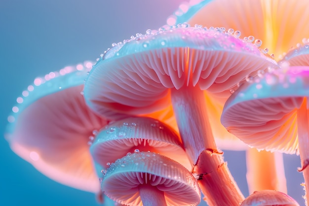 Des lumières aux couleurs vives avec des champignons et des champignins