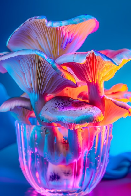 Des lumières aux couleurs vives avec des champignons et des champignins