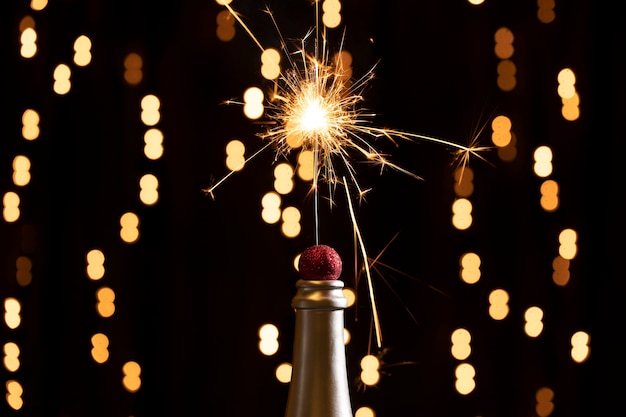 Lumières dorées et feux d'artifice la nuit