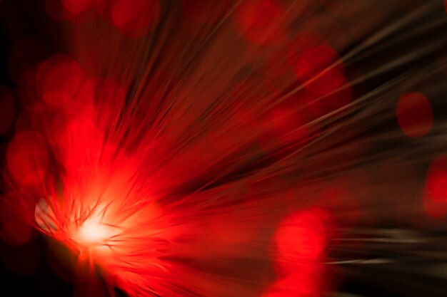 lumières rouges à fibres optiques floues