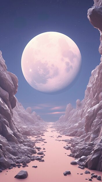 Lune photoréaliste avec un paysage abstrait