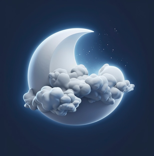 Lune rêveuse avec des étoiles