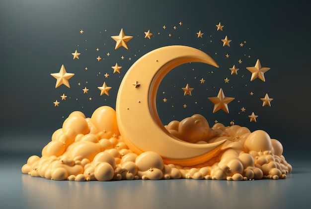 Photo gratuite lune rêveuse avec des étoiles