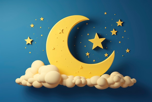 Lune rêveuse avec des étoiles