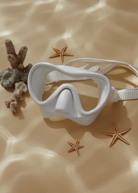 Photo gratuite lunettes de natation nature morte sous l'eau