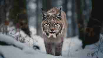 Photo gratuite un lynx dans la neige