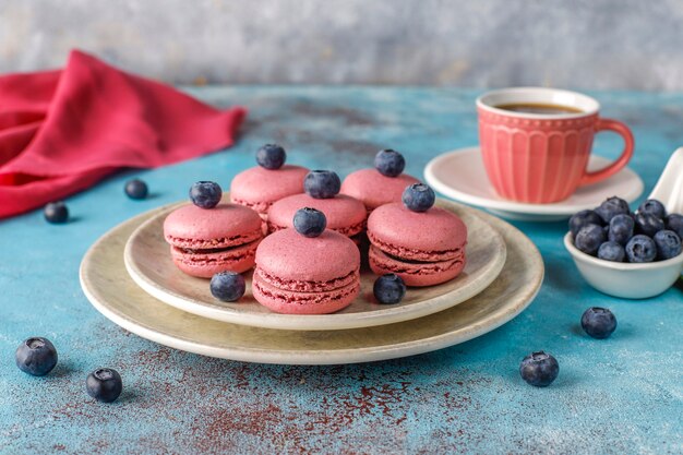 Macarons aux myrtilles.