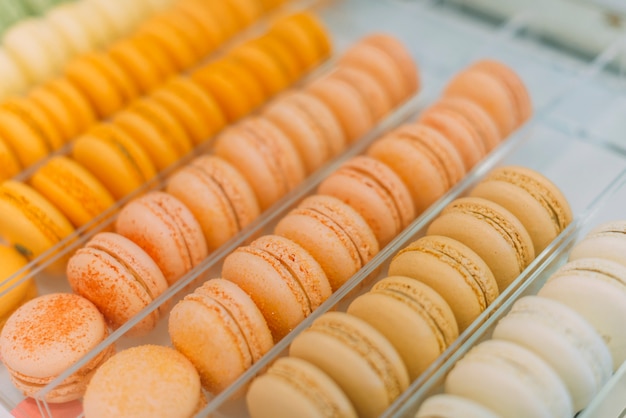 Photo gratuite macarons de couleurs chaudes