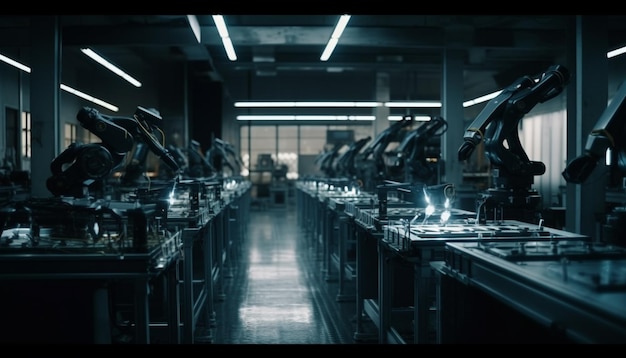 Photo gratuite des machines modernes dans un environnement de laboratoire futuriste généré par l'ia