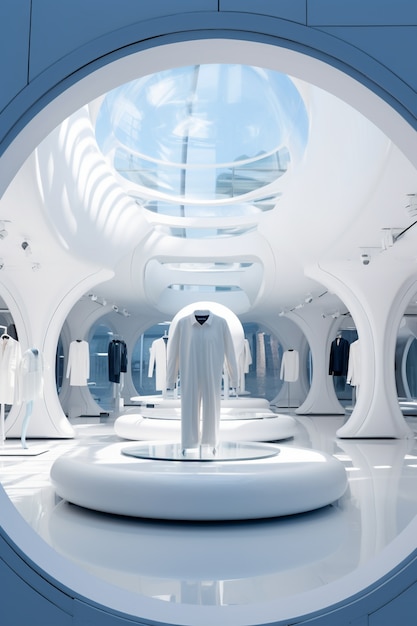 Photo gratuite magasin abstrait avec un concept et une architecture futuristes