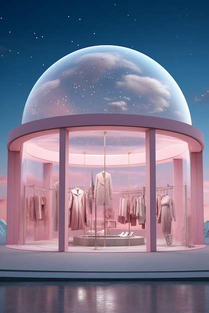 Un magasin futuriste avec un concept et une architecture abstraits