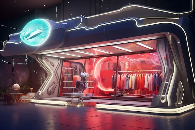 Photo gratuite un magasin futuriste avec un concept et une architecture abstraits