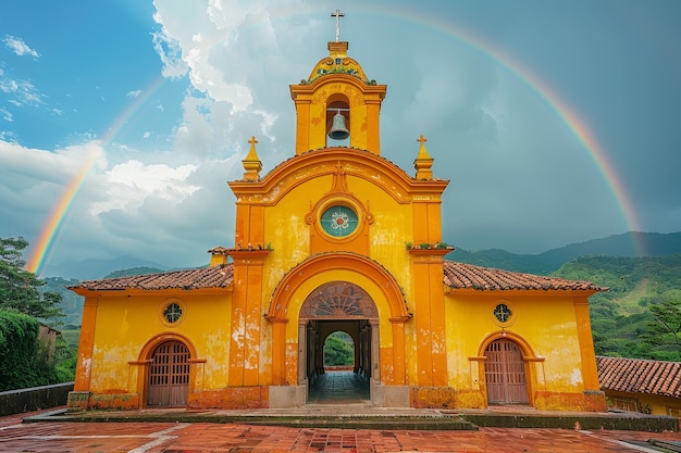 Photo gratuite le magnifique arc-en-ciel dans la nature