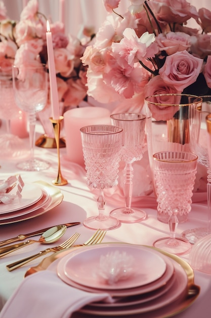 Magnifique arrangement de table avec des roses