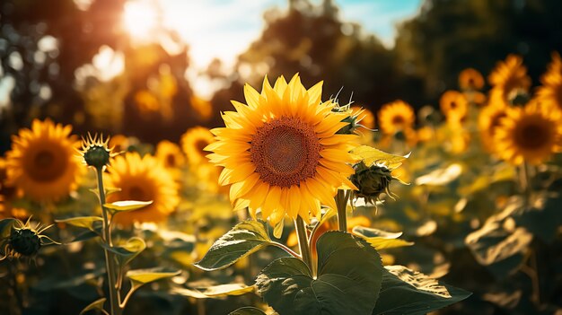 Magnifique champ de tournesols