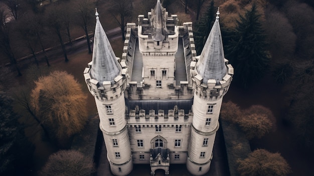 Photo gratuite le magnifique château majestueux à haut angle