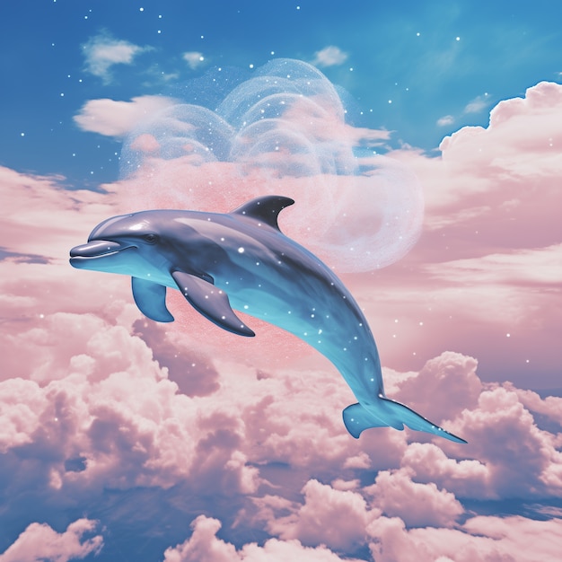 Photo gratuite le magnifique dauphin en 3d