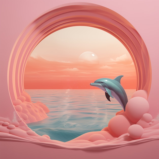 Photo gratuite le magnifique dauphin en 3d