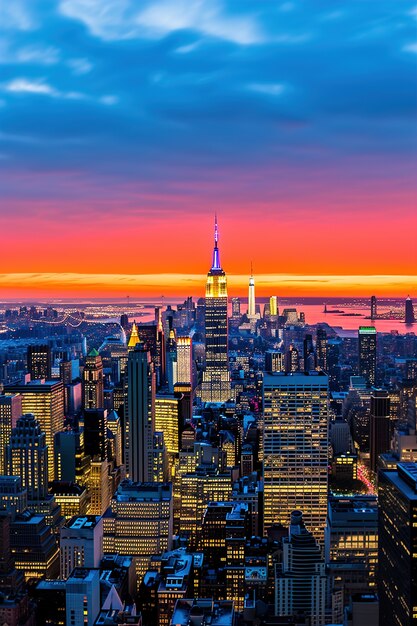 Magnifique empire state building lumineux la nuit