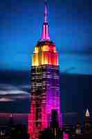 Photo gratuite magnifique empire state building lumineux la nuit