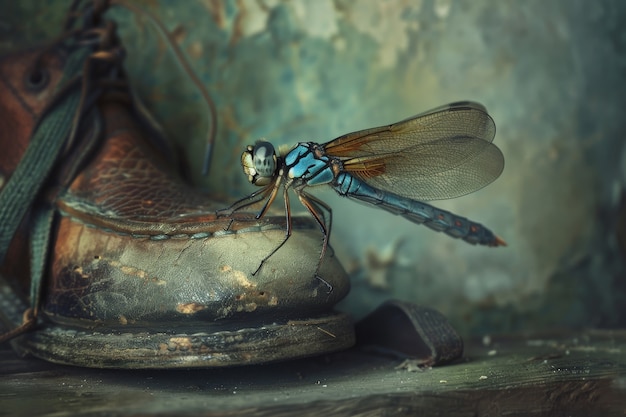 Photo gratuite une magnifique libellule photoréaliste dans la nature