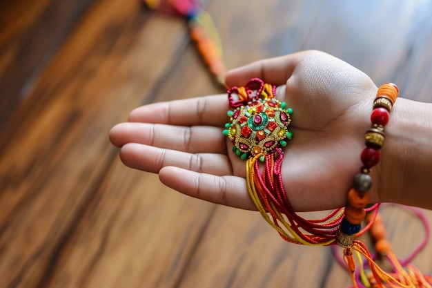 Main tenant une décoration très détaillée de Navratri