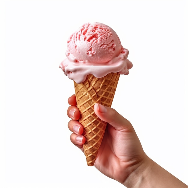 Photo gratuite la main tenant un délicieux cône de crème glacée