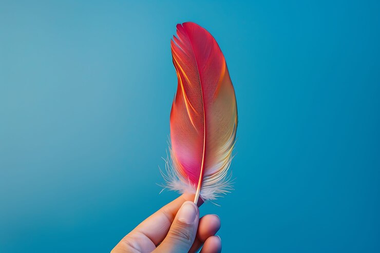 Photo gratuit la main tenant une plume en studio