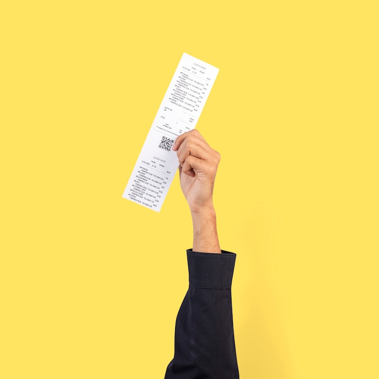 Photo gratuit main tenant le reçu pour la campagne d'achat