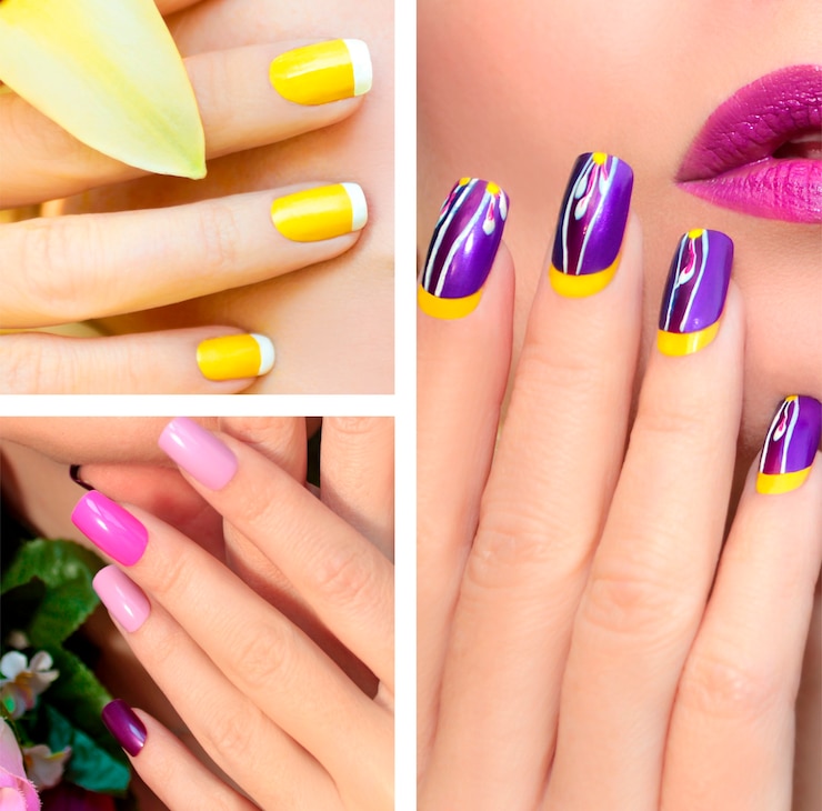 Photo gratuit des mains avec de beaux ongles peints