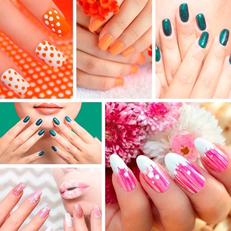Photo gratuit mains avec nail art créatif