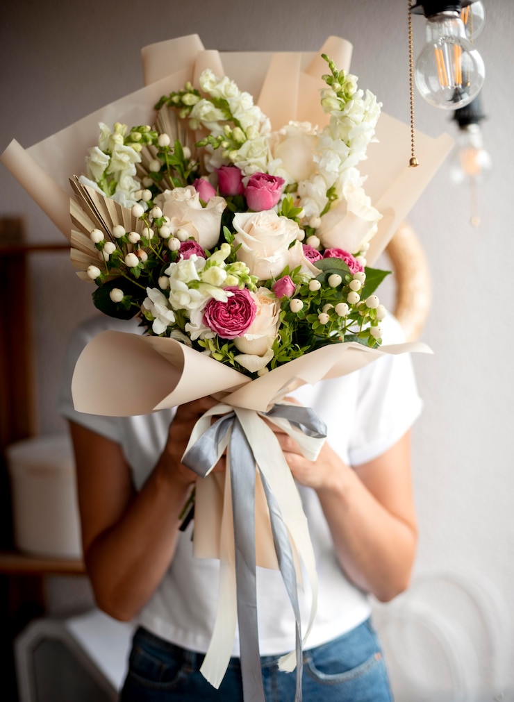 Photo gratuit mains de plan moyen tenant des fleurs