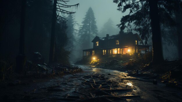 maison abandonnée la nuit fond