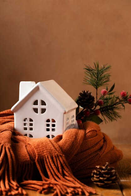 maison blanche et branches d'arbres