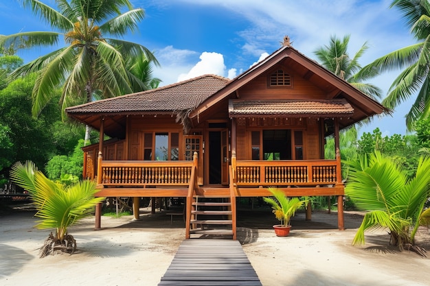 Maison en bois photoréaliste avec structure en bois