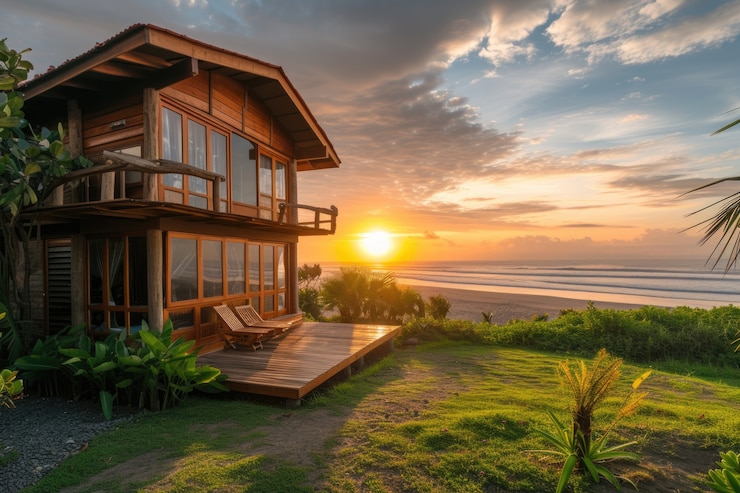 Photo gratuit maison en bois photoréaliste avec structure en bois