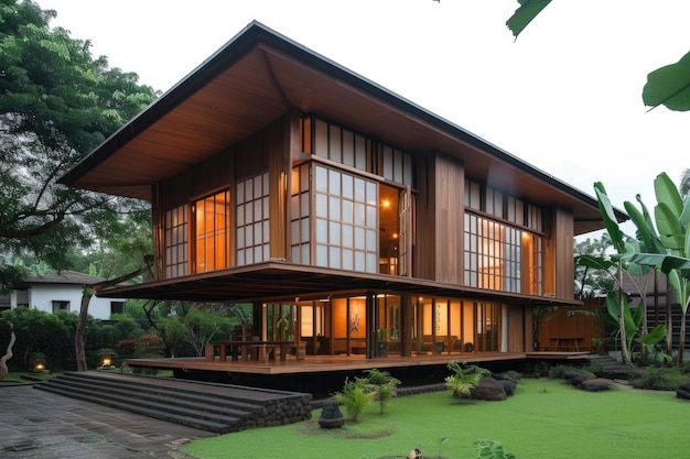 Photo gratuite maison en bois photoréaliste avec structure en bois