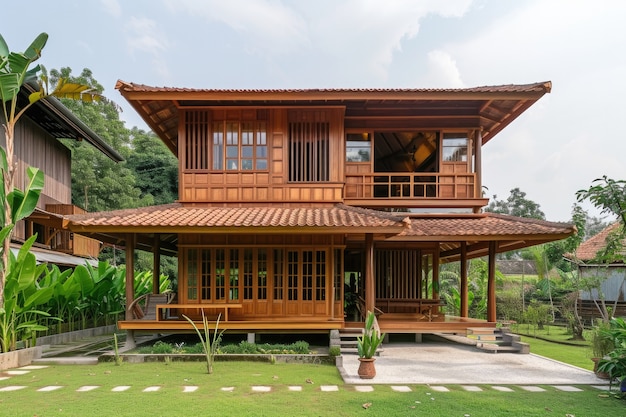 Maison en bois photoréaliste avec structure en bois