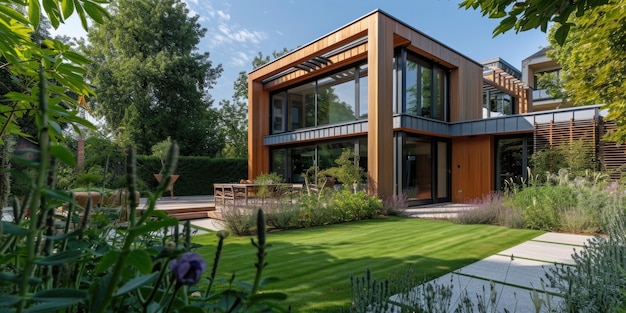 Maison en bois photoréaliste avec structure en bois