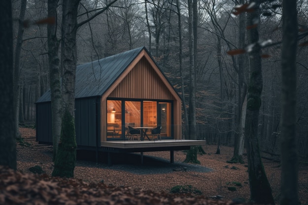 Photo gratuite maison photoréaliste avec architecture en bois et structure en bois